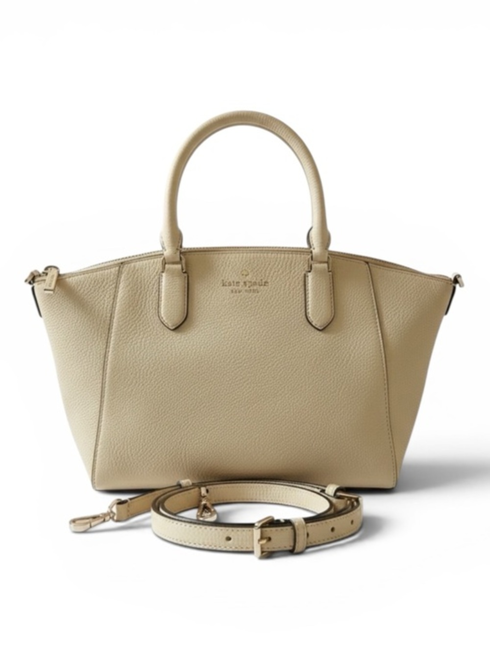 Kate Spade Newbury Lane Loden Cream White Pebbled Leather Satchel Crossbody